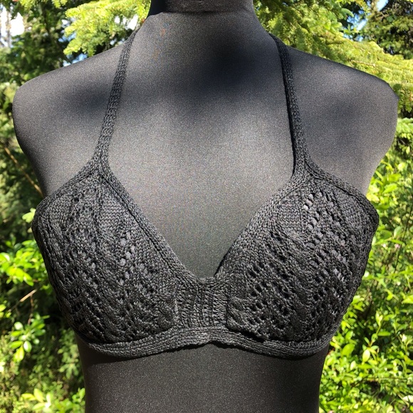 NEW Black Stretch Knit Pant Crop Top Set Summer Loungewear Beach One Size XS/S - Picture 10 of 12